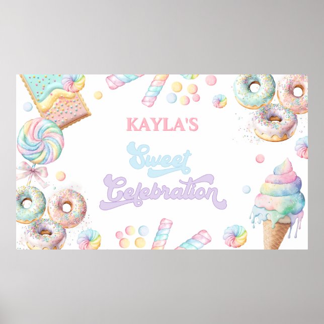 Poster Cute Pastel Sweet Candyland Lollipop Girl Annivers (Devant)