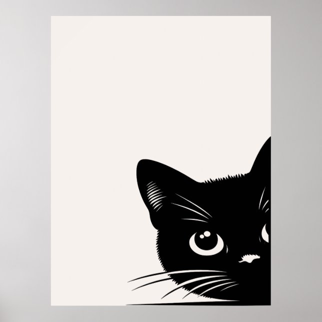 Poster Cute Peeking Chat noir (Devant)