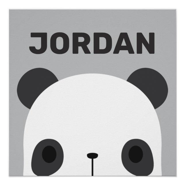 Poster Cute Petit Ours de Panda avec Nom Personnalisé Pos (Devant)