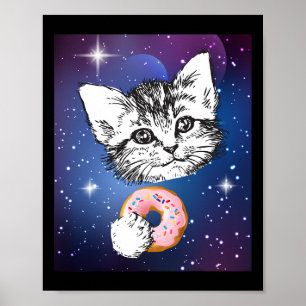 Poster Cute Petite Chatte Manger Une Bouillie Dans Un Ani