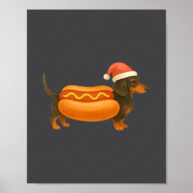 Poster Cute Petite Christmas Funny Hot Dog Dachshund Prem (Devant)