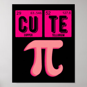 Poster Cute Pie Pi Jour Cutie Math Table Périodique Pink