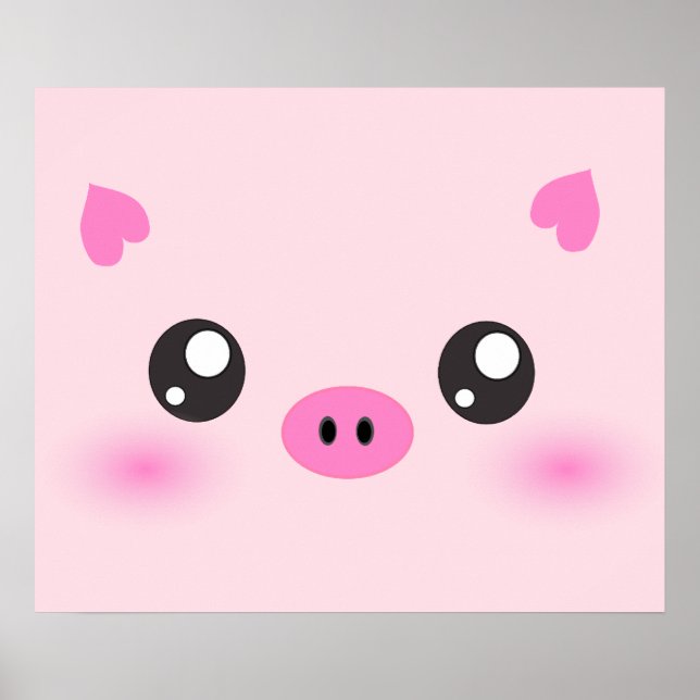 Poster Cute Pig Face - minimalisme kawaii (Devant)