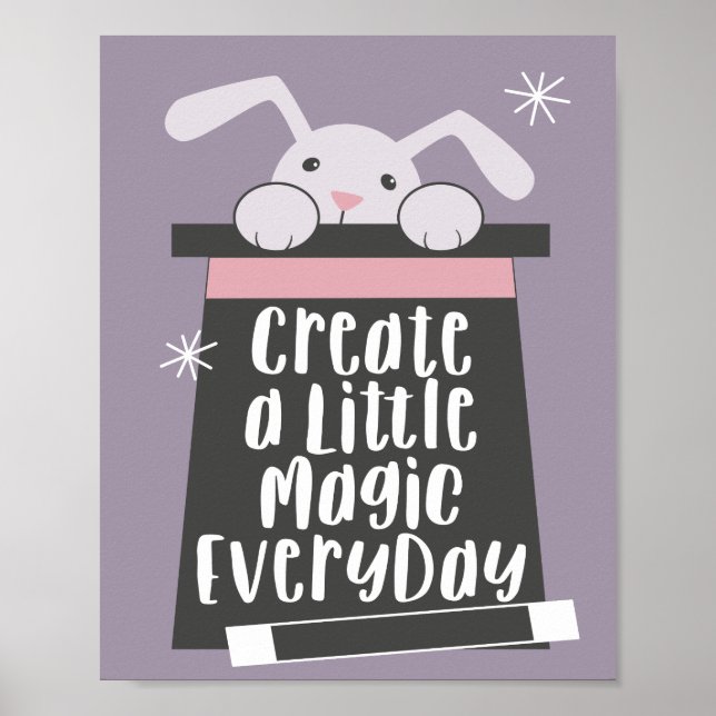 Poster Cute Rabbit Inspirational Citation Filles Nursery  (Devant)