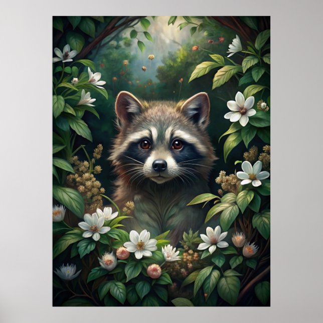 Poster Cute Raccoon (Devant)