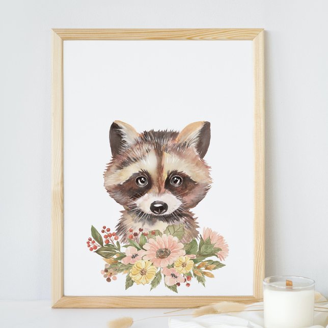 Poster Cute Raccoon Nursery Wall Art Décor, Cadeau bébé (Créateur téléchargé)
