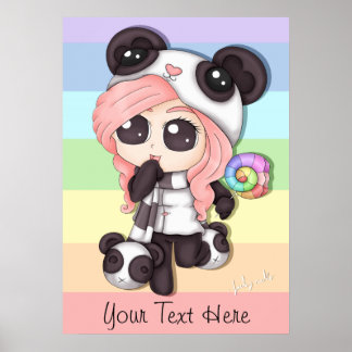 Poster Cute Rainbow Anime Panda Girl