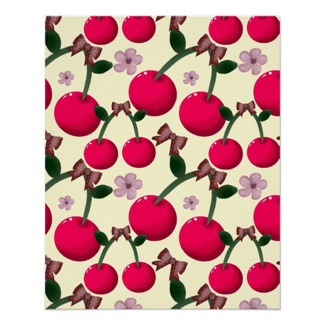Poster Cute red cherry pattern  (Devant)