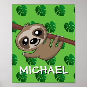 Poster Cute Safari Lion Green Cartoon Jungle Nom Zoo