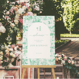 Poster Cute Safari Toile de Jouy Baby shower à la menth