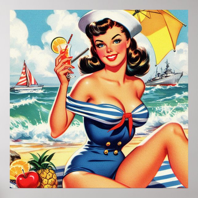 Poster Cute Sailor Pin up (Devant)