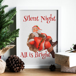 Poster Cute Santa Claus winking Christmas Vintage