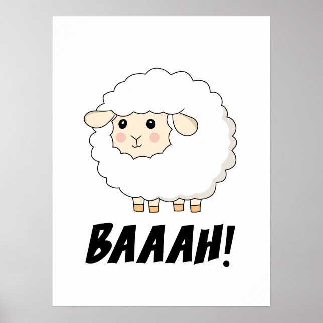 Poster Cute Sheep Baaah (Devant)