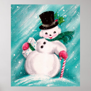 Poster Cute Snowman Girl
