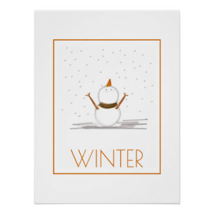 Poster Cute Snowman Winter Art