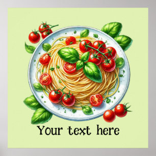 Poster Cute spaghetti pâtes maison