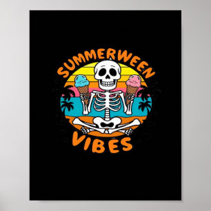 Poster Cute Summerween Vibes Skeleton IceCream Summer Vac