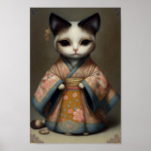 Cute Sweet Kitty comme Geisha Girl Art