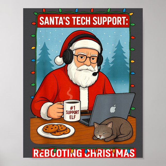 Poster Cute Tech Support s Rebooting Santa (Devant)