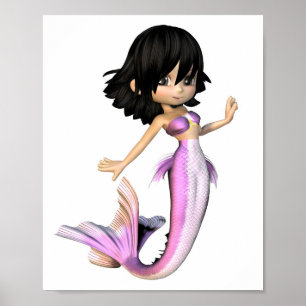 Poster Cute Toon Purple Sirène