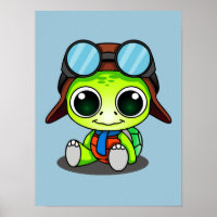 Cute tortue caricaturale en Aviator Casquette