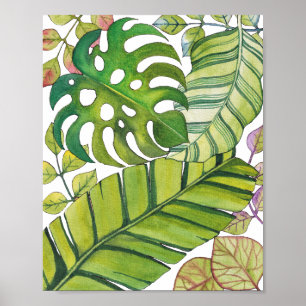 Poster Cute Tropical Leaves In Watercolor