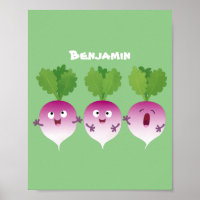 Cute turnip légumes trio chanter dessin animé