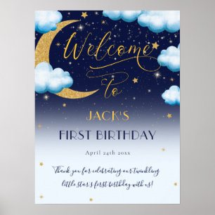Poster Cute Twinkle Little Star Blue Boy 1er anniversaire