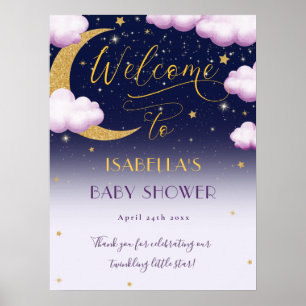 Poster Cute Twinkle Little Star Rose Girl Baby shower