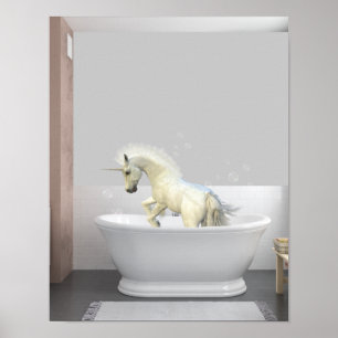Poster Cute Unicorn Foal in Bathtub