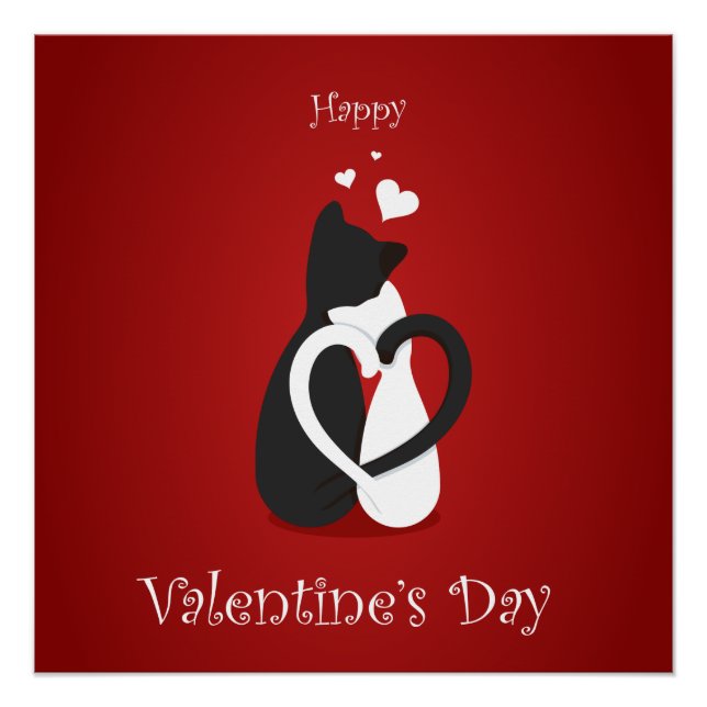 Poster Cute Valentine's Day Chats Amour (Devant)