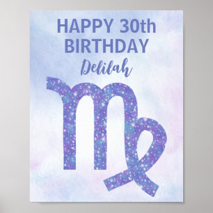 Poster Cute Virgo Astrologie Personnalisée Purple Anniver