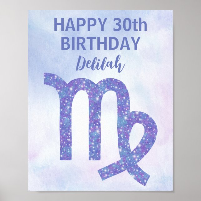 Poster Cute Virgo Astrologie Personnalisée Purple Anniver (Devant)