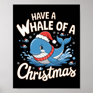 Poster Cute Whale Père Noël Christmas Ocean Amoureux des