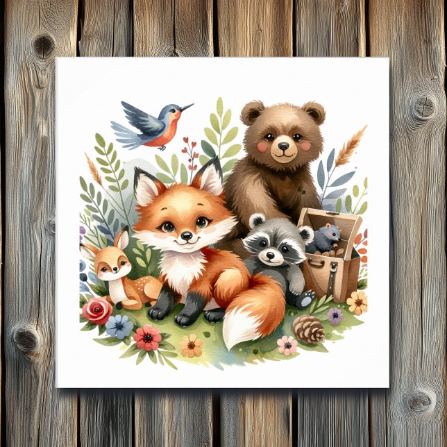 Poster Cute Woodland Animaux Nursery Art (Créateur téléchargé)