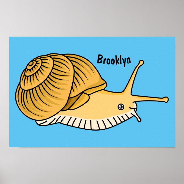 Poster Cute yellow snail cartoon (Devant)