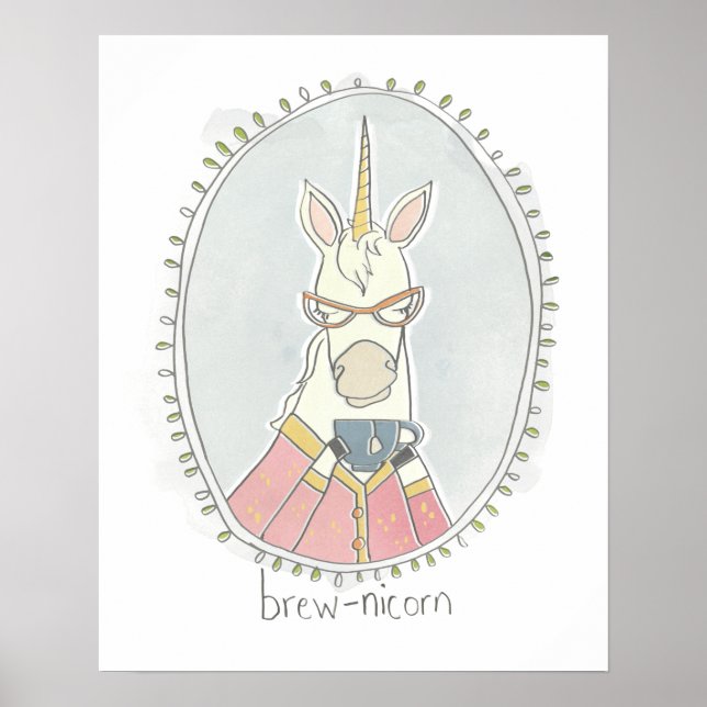 Poster Cutie caféinée | Brew Unicorn (Devant)