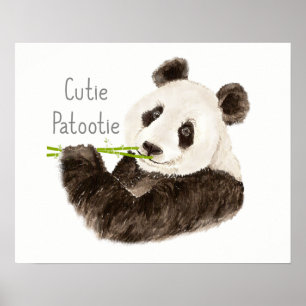Poster Cutie Patootie Aquarelle Panda Ours Amusant