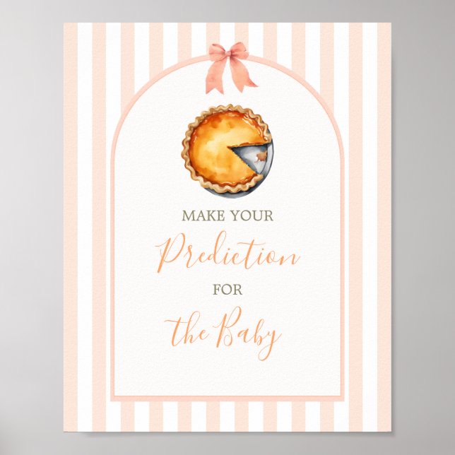 Poster Cutie Pie Orange En vichy Prédiction pour bébé (Devant)