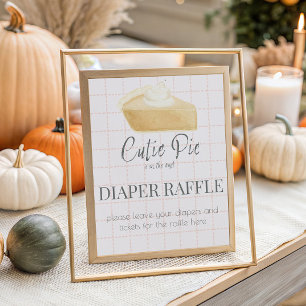 Poster Cutie Pie Rose Chute Baby shower Déchets Raffle