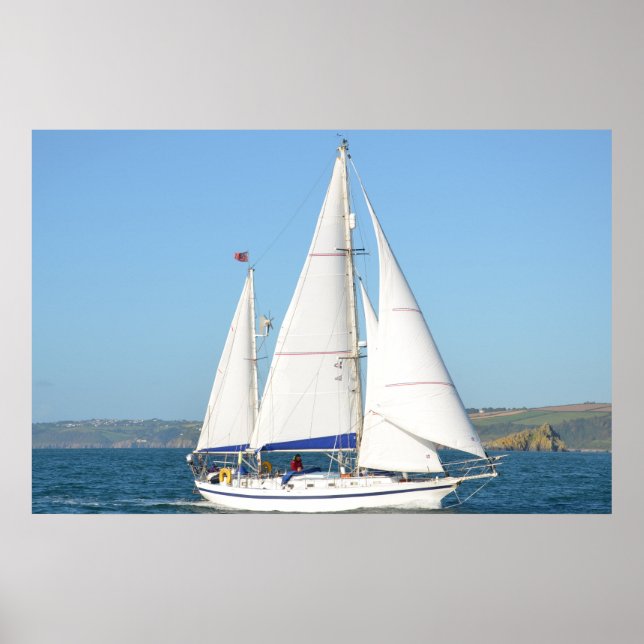 Poster Cutter Ketch sous voile complète (Devant)