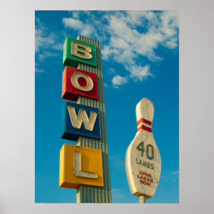 Poster CUVETTE en couleurs - enseigne au néon vintage de