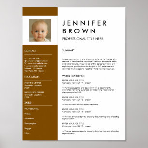 Poster CV photographie téléchargement numérique marron bl