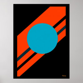 Poster Cyan Circle avec Bauhaus Diagonal Orange