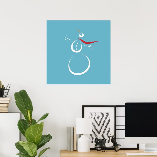 Poster Cyan d'hiver Cute Snowman (Bureau à domicile)