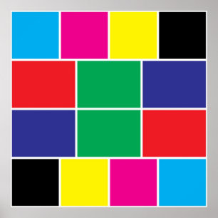 Poster Cyan, magenta jaune, noir, rouge, vert, bleu