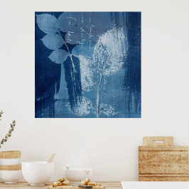 Poster Cyanotype abstrait contemporain