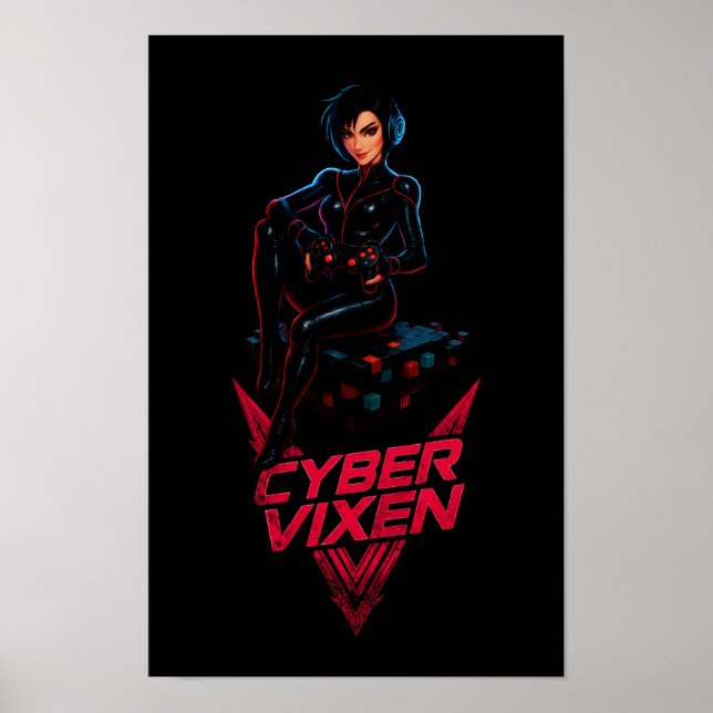 Poster Cyber Vixen Gamer Girl Gaming Graphic - Video Game (Devant)
