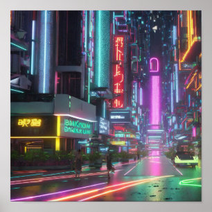 Poster Cyberpunk Bangkok Une vision futuriste de Sukhumvi