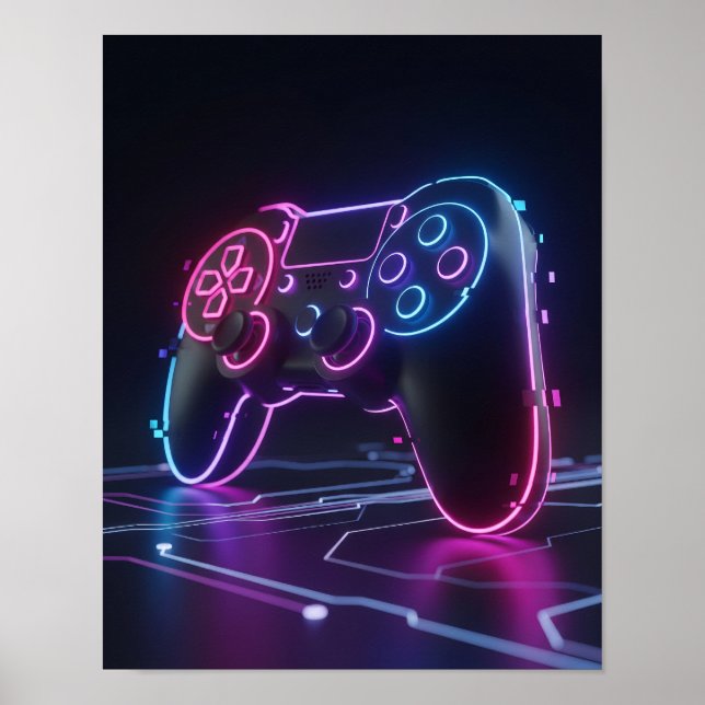 Poster Cyberpunk Gaming Controller (Devant)